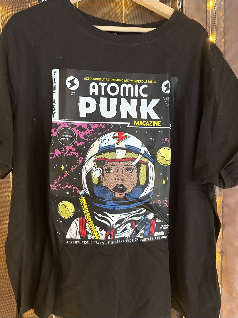 SHEIN Black Atomic Punk Space Graphic Poster Tee
